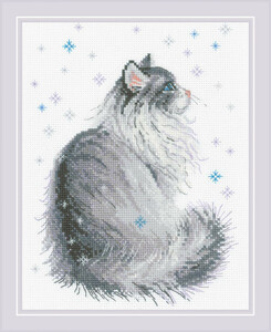 ★ Riolis クロスステッチキット　　No.1912 - &#34;Snowy Meow&#34; 雪見の猫さん　　♪