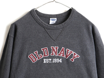 00's オールド ■ OLDNAVY オールドネイビー ヘビーウェイト ロゴ刺繍 前V 長袖 Tシャツ ( メンズ L ) 古着 スウェット トレーナー ロンT_画像2