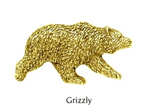 ピンバッジ グリズリー 423G 熊 クマ 24K ゴールド メッキ ピンズ バッチ スズ ピューター 襟 おしゃれ かわいい 動物 GEORGE G.HARRIS