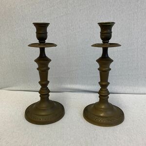 キャンドルスタンド 燭台 仏教美術 真鍮製 佳品　法具　　　　高さ約23cm 1対　密教美術法具1対