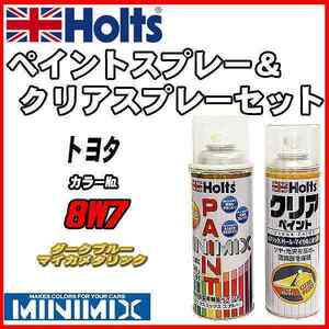 ペイントスプレー トヨタ 8W7 ダークブルーマイカメタリック Holts MINIMIX クリアスプレーセット