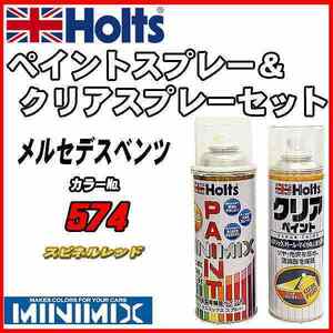 ペイントスプレー メルセデスベンツ 574 スピネルレッド Holts MINIMIX クリアスプレーセット