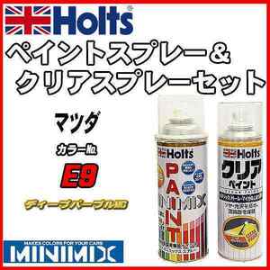 ペイントスプレー マツダ E9 ディープパープルMC Holts MINIMIX クリアスプレーセット