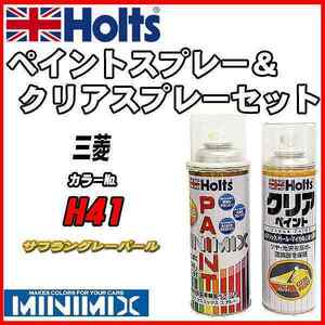 ペイントスプレー 三菱 H41 サフラングレーパール Holts MINIMIX クリアスプレーセット