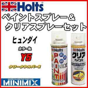 ペイントスプレー ヒュンダイ Y5 クリークシルバーM Holts MINIMIX クリアスプレーセット