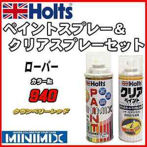 ペイントスプレー ローバー 940 クランベリーレッド Holts MINIMIX クリアスプレーセット