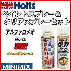 ペイントスプレー アルファロメオ 302 アシッドグリーンM Holts MINIMIX クリアスプレーセット