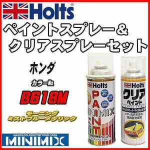 ペイントスプレー ホンダ B618M モーニングミストブルーメタリック Holts MINIMIX クリアスプレーセット