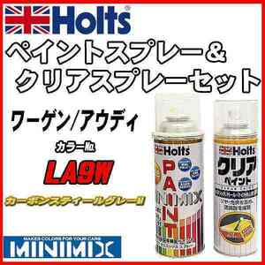 ペイントスプレー ワーゲン / アウディ LA9W カーボンスティールグレーM Holts MINIMIX クリアスプレーセット