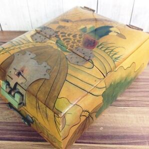 化粧台 オルゴール 鴨 カモ 木製 骨董品