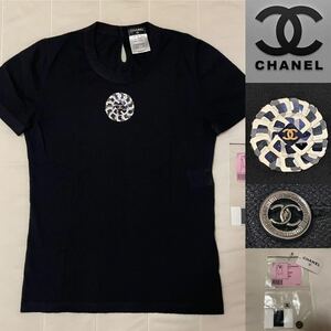 CHANEL シャネル スパンコールカメリア ココマーク 薄手ニット トップス 半袖