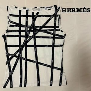 HERMES エルメス ボルデュック柄 リボン柄 カットソー トップス ネイビー