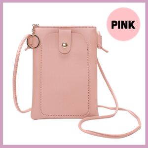 スマホポーチ ショルダーバッグ 小物入れ ミニポシェット ミニショルダー ピンク