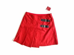 新品 オリーブデオリーブ OLIVE des OLIVE 赤 ベルト使い プリーツ スカート 赤 ウール 