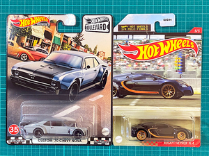 ホットウィール BOULEVARD CUSTOM '70 CHEVY NOVA｜BUGATTI VEYRON 16.4 カスタム シェビー ノバ オートモーティブ ブガッティ ヴェイロン