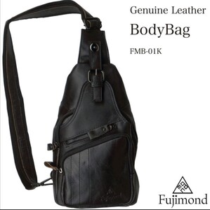 Fujimond 本革ボディバッグ ショルダーバッグ 斜め掛けバッグ 高品質ブラック メンズバッグ