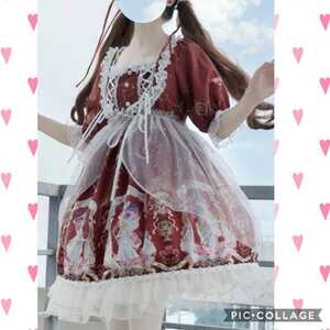 ( new goods ) Angelic Pretty manner angel ribbon Heart retro style pattern . on race enough braided up ribbon lame entering ve-ru.... Lolita dress M