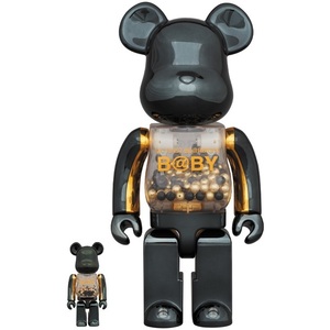 新品未開封 MY FIRST BE@RBRICK B@BY INNERSECT BLACK & GOLD Ver. 100％ & 400％ ベアブリック