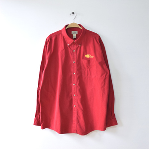 【送料無料】L.L.Bean コットン BDシャツ 長袖シャツ 刺繍ロゴ ワークシャツ 赤色 メンズXL LLビーン アウトドア 古着 CA0350
