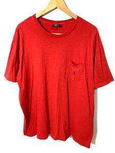 ■ビンテージ Polo by Ralph Lauren ラルフローレン ポニーワンポイント 胸ポケ 半袖Tシャツ 古着 アメカジ シングルステッチ レッド XL■