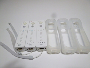 RSJ013《即日発送 送料無料 動作確認済》Wii リモコン ストラップ ジャケット カバー 白 3個セット 任天堂 純正 RVL-003 コントローラ