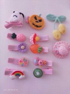レース糸編み ハンドメイド ヘアクリップ ハロウィン 12個セット