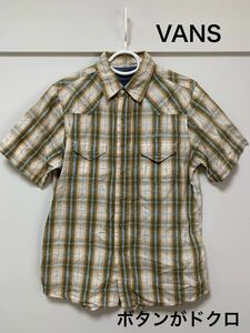 バンズ　VANS シャツ　半袖　メンズ　チェック　髑髏　ドクロ　チェックシャツ 半袖シャツ チェック柄　スカル