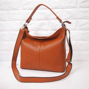 ★新品★ハンドメイド★日本製▲ソフト牛革★2WAYショルダーバッグ★チャ色★ハンドル取り外し可★