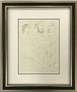 【特価】　≪　　パブロ・ピカソ　　≫　　リトグラフ【石版画】　 MODEL AND SCULPTOR STUDYING SCULPTURED　　1956年　　PABLO　PICASSO