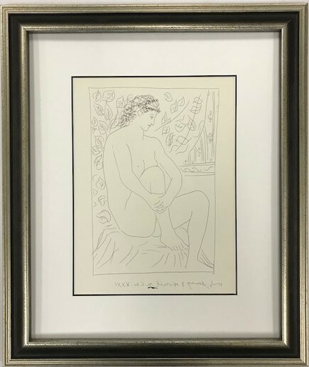 【特価】　≪　　パブロ・ピカソ　　≫　　リトグラフ【石版画】　 NUDE SEATED BEFORE A CURTAIN　　1956年　　PABLO　PICASSO