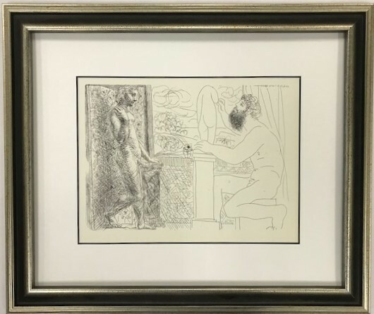 【特価】　≪　　パブロ・ピカソ　　≫　　リトグラフ【石版画】　 SEATED BY A WINDOW,WORKING FROM MODEL　　1956年　　PABLO　PICASSO