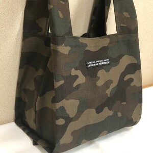 ハンドメイド エコバッグ コンビニ弁当用エコバッグ トートバッグ 迷彩柄