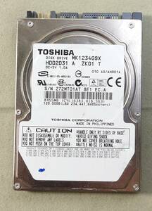 KN656 東芝 ハードディスク MK1234GSX-HDD2D31 2.5インチHDD 使用時間：535時間