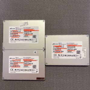 Micron SSD 2.5インチSATA 256GB/3枚セット使用時間4415h,7542h,6172h