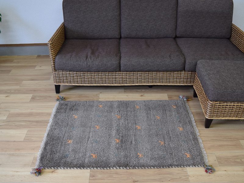 New Persian Gabbeh Height 1.2m 110 x 75 cm No.469 Thick Wool Hand-woven Handmade Gabbeh Entrance Mat Carpet Gray Animal Deer, furniture, interior, carpet, rug, mat, Carpet general