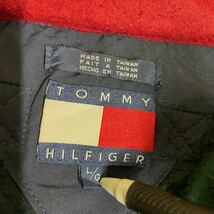 TOMMY HILFIGER トミーヒルフィガー フリース プルオーバー アノラック ワンポイント 90s L チェック ネイビー グリーン_画像3