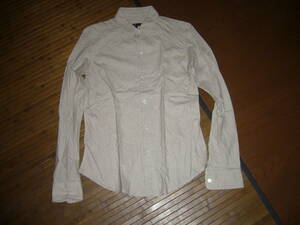 714-30♀： RALPH LAUREN ラルフローレン　長袖　レギュラーカラー　シャツ　size.９　色.ベージュ　アメリカンカジュアル　トラッド