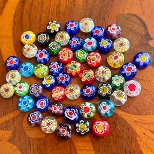 ベネチアンビーズ 50粒 ハンドメイド ミルフィオリ ミッレフィオーリ ビーズ ガラスビーズ カラフル パーツ お花 6mm