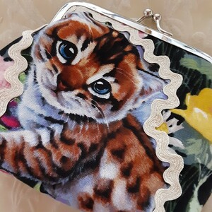 がま口ポーチ小物入れトラねこちゃん花柄