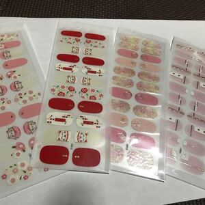 ネイルシール 4枚 ネコ柄 和柄まねきネコ ピンク系
