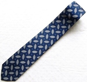 ■新品 Christian Orani 日本製シルクネクタイ 紺/葉型織柄 定価5,390