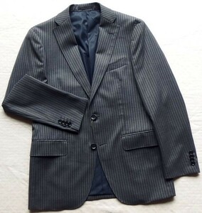 ■新品 TAKAQ 秋冬ウール混2Bジャケット グレー/細薄灰&濃灰オルタネートストライプ YA5位