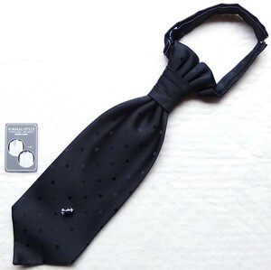 # new goods hook type ascot tie lacquer black / weave pattern polka dot regular price 6,490