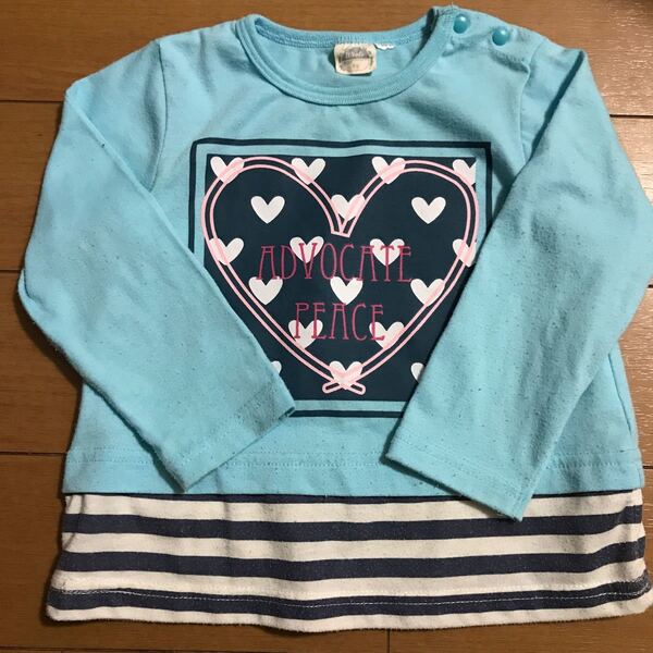 85 90 95 ハート 眼鏡ペンギン ボーダー 長袖Tシャツ ロンT 保育園お着替え 男女共用
