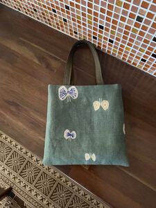 ミナペルホネン 両面 hanahane ミニバッグ、トートバッグ ハンドメイド