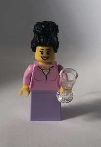 即決 新品 未使用　レゴ LEGO ミニフィグ 　ミニフィギュア 　シティ　お団子ヘアの女の人　スカート　ワイングラス　女性 