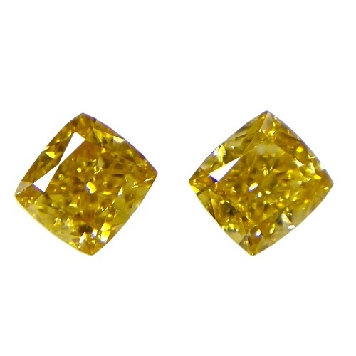 FANCY INTENSE ORANGY YELLOW 0.125ct＆0.109ct/X/RT0422/CGL