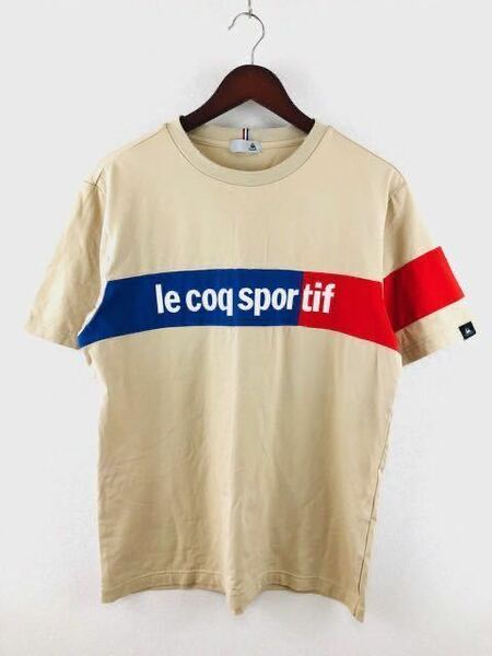 大きいサイズ Le coq sportif ルコック スポルティフ メンズ 半袖 ロゴ Tシャツ ベージュ O 2L 相当 ゴルフ スポーツ ウェア カットソー