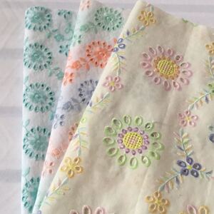 花柄刺繍 コットンレース 刺繍レース 綿レース 刺繍生地 マーガレット ハギレ
