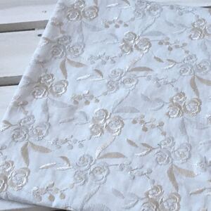 薔薇柄刺繍 コットンレース生地 刺繍レース 綿レース 国産刺繍 刺繍生地 ハギレ